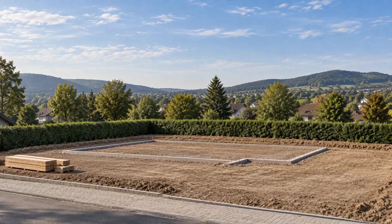Construction concept progressing from an early site state to the completed building